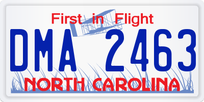NC license plate DMA2463