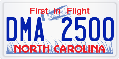 NC license plate DMA2500