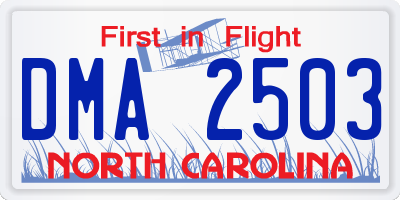 NC license plate DMA2503