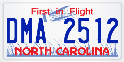 NC license plate DMA2512