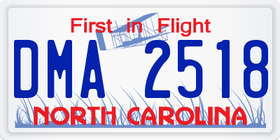 NC license plate DMA2518