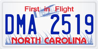 NC license plate DMA2519