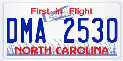 NC license plate DMA2530