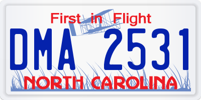 NC license plate DMA2531