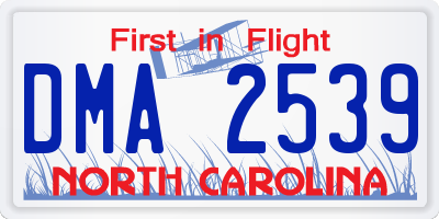 NC license plate DMA2539