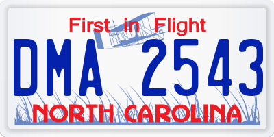 NC license plate DMA2543