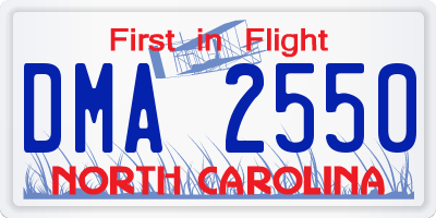 NC license plate DMA2550