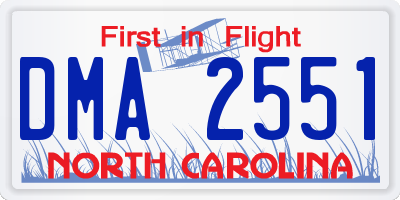 NC license plate DMA2551