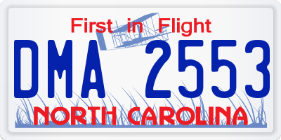 NC license plate DMA2553