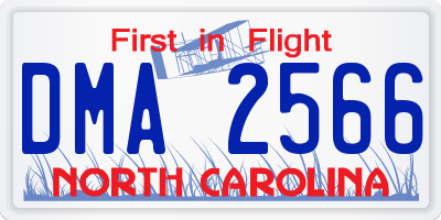 NC license plate DMA2566