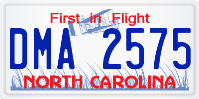 NC license plate DMA2575