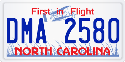 NC license plate DMA2580