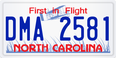NC license plate DMA2581