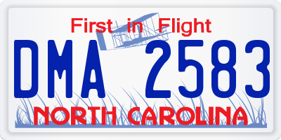 NC license plate DMA2583