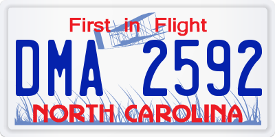 NC license plate DMA2592