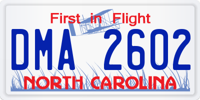 NC license plate DMA2602