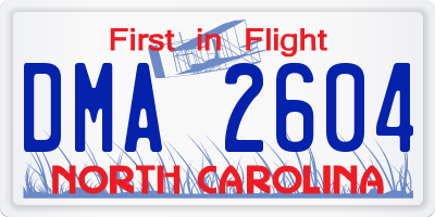 NC license plate DMA2604