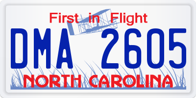 NC license plate DMA2605