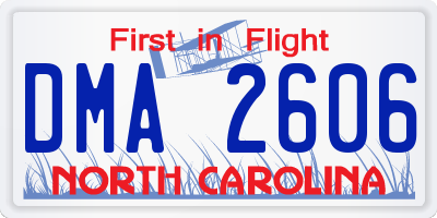 NC license plate DMA2606