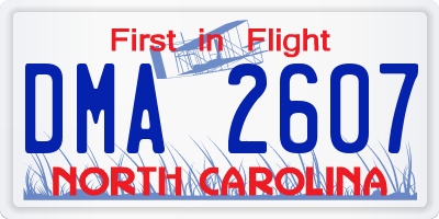 NC license plate DMA2607