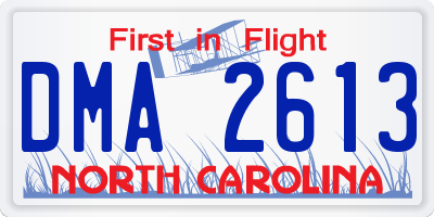 NC license plate DMA2613