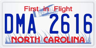 NC license plate DMA2616