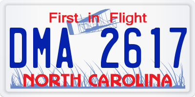 NC license plate DMA2617