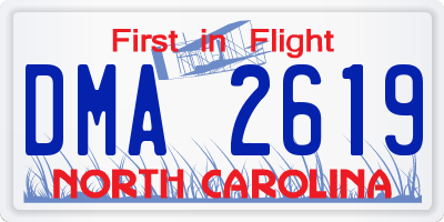 NC license plate DMA2619