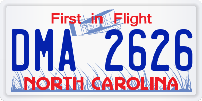 NC license plate DMA2626