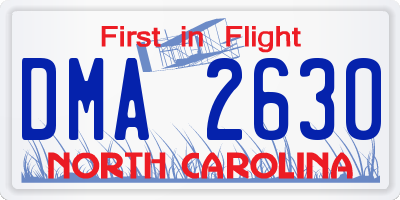 NC license plate DMA2630
