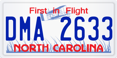 NC license plate DMA2633