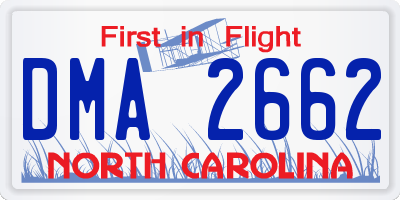 NC license plate DMA2662