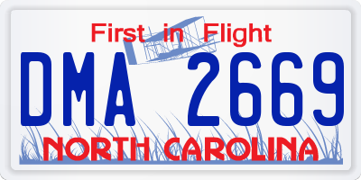 NC license plate DMA2669