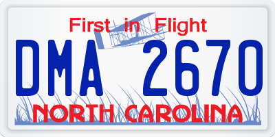 NC license plate DMA2670