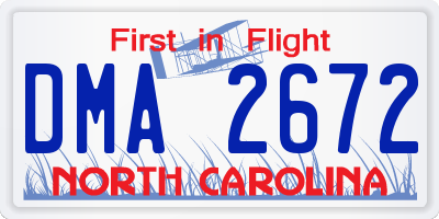 NC license plate DMA2672