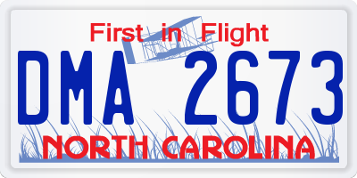 NC license plate DMA2673