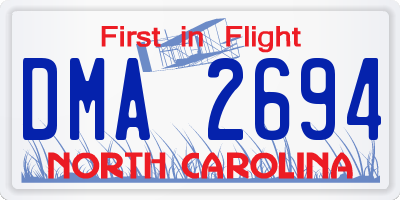 NC license plate DMA2694