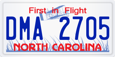NC license plate DMA2705