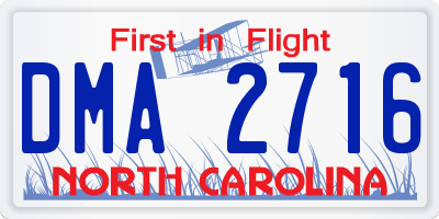 NC license plate DMA2716
