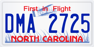 NC license plate DMA2725