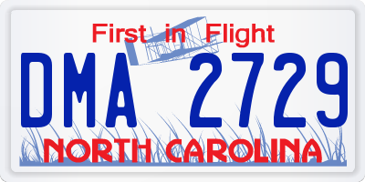 NC license plate DMA2729