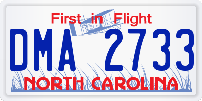 NC license plate DMA2733