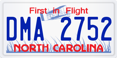 NC license plate DMA2752