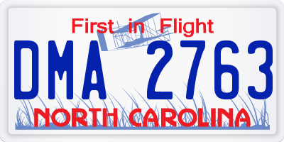 NC license plate DMA2763