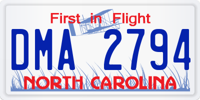 NC license plate DMA2794