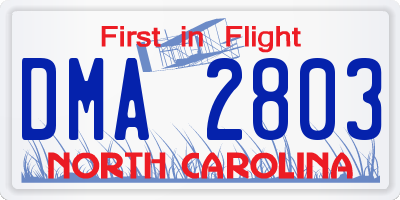 NC license plate DMA2803