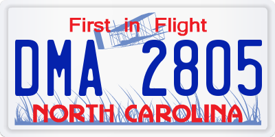 NC license plate DMA2805