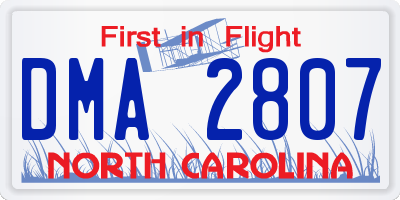 NC license plate DMA2807