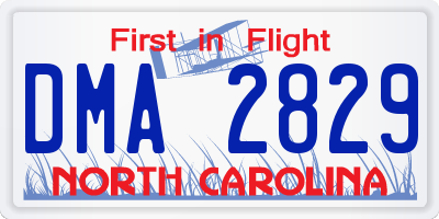 NC license plate DMA2829