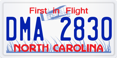 NC license plate DMA2830